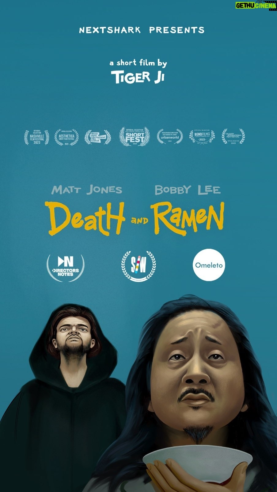 Matt Jones - 33.8K Likes - ‘Death & Ramen’ is finally online, watch this funny-sad short film for free on Youtube! Featured on @shortoftheweek, @directorsnotes, and @omeleto. Link in bio. ⚡️
“On his final night alive, a ramen chef (Bobby Lee) goes on an unintended late night odyssey with the Grim Reaper (Matt Jones). They share a bowl of noodles and discover what it means to be human.”
writer / director: @tigerjifilms
starring: @bobbyleelive @mattjonesisdead
presented by @nextshark