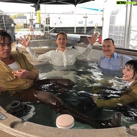 Matt Lanter - 16.9K Likes - Next time on REAL WORLD: JUPITER’S LEGACY...
During a craaaazy cold shooting day where we spent the entire day wet from the stormy seas sequence, producers got us hottubs to thaw out inbetween takes.
U ever been in a hot tub fully clothed!!?
#jupiterslegacy #superhero #superheroes #hottub #wet #behindthescenes