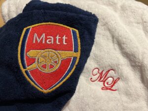 Matt Lucas Instagram - Thank you so much to @connorbu4cher (or @cbespoke1 on TikTok) for my goodies! An Arsenal towel and a bespoke bathrobe. And my full name on it, too! I haven't been called my full name since I was a naughty child. 'Matthew, come here this instant!' Much love to everyone at cbespoke.co.uk