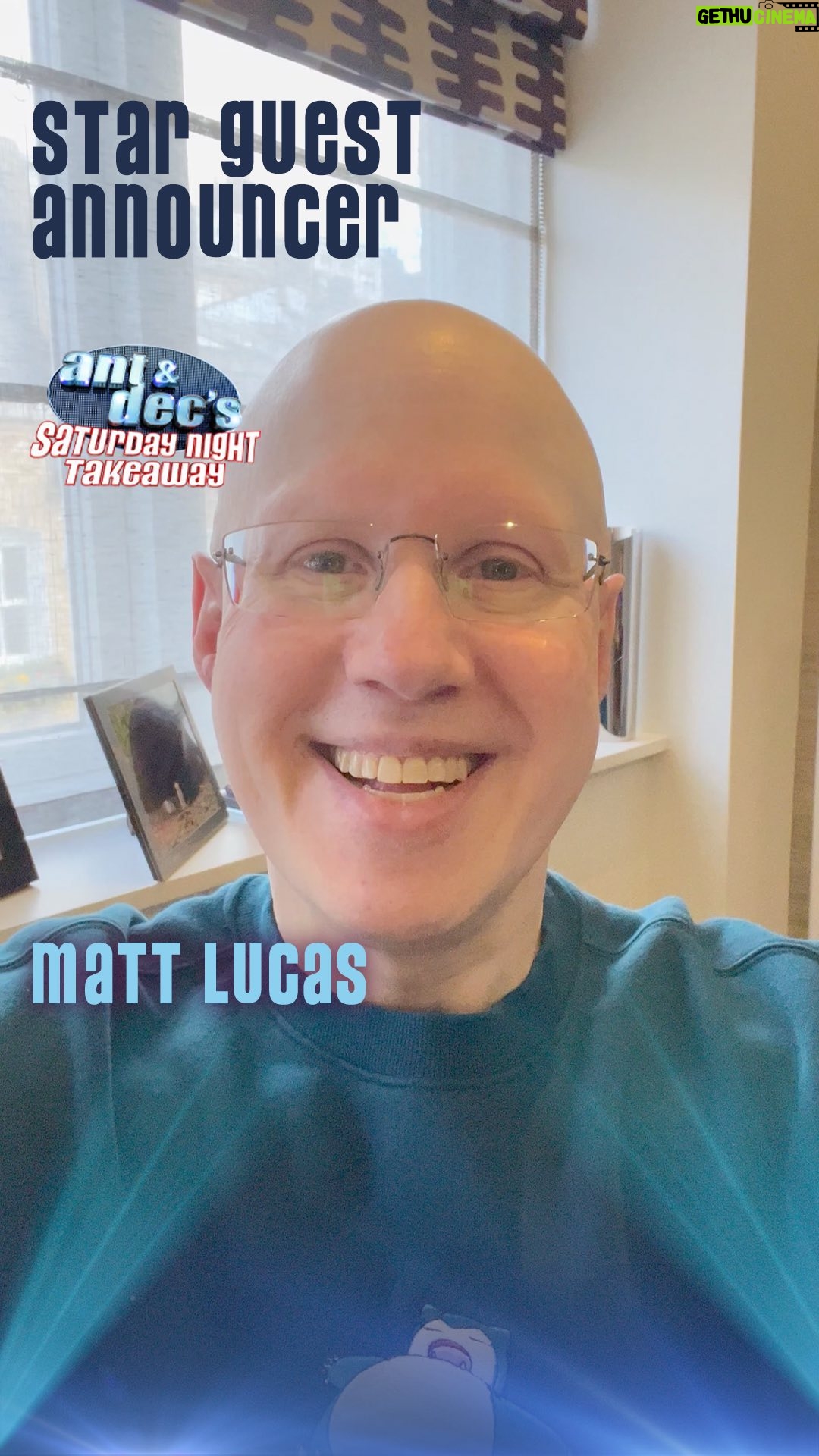 Matt Lucas - 3K Likes - He’s about to live his #SaturdayNightTakeaway fantasy 😝 This week’s Star Guest Announcer is… Matt Lucas!