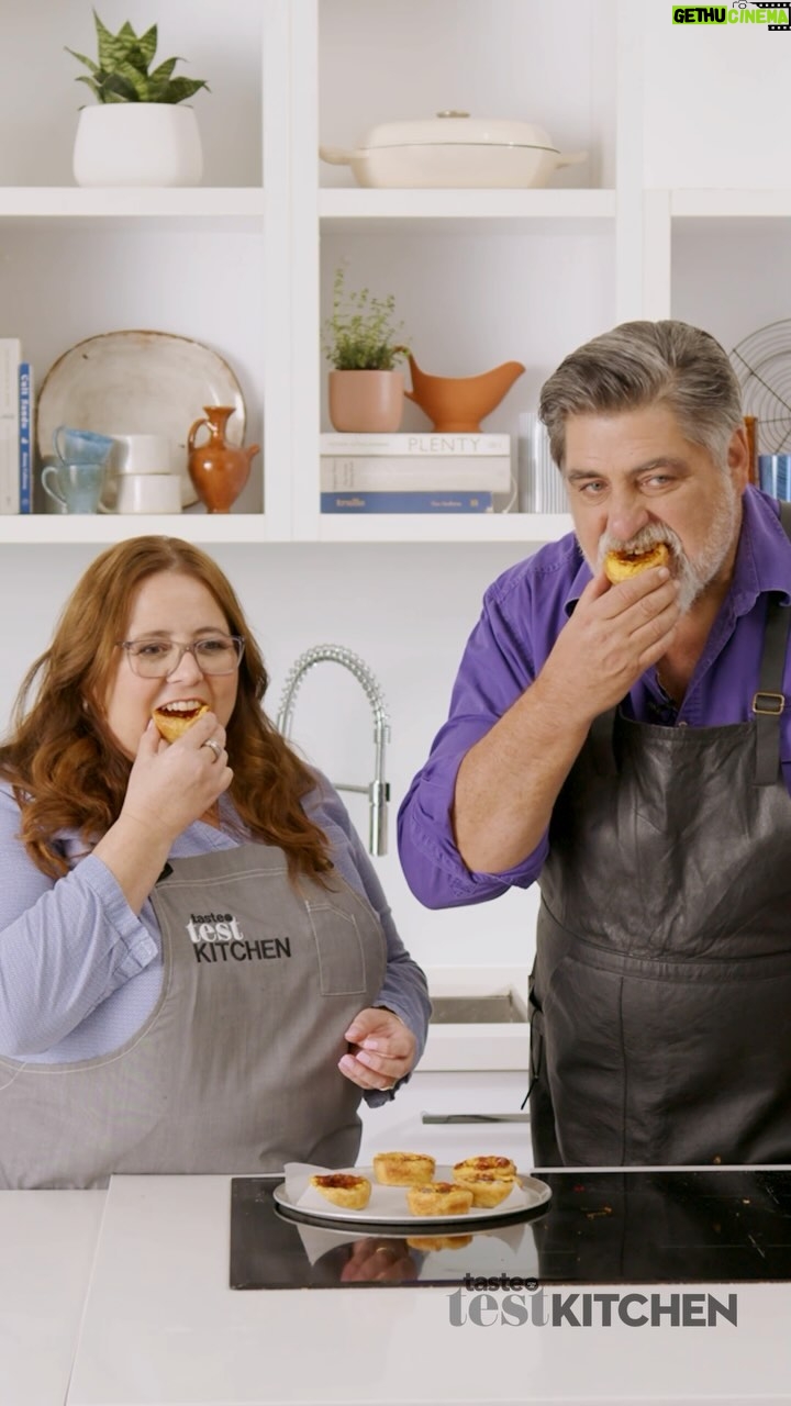 Matt Preston - 1.3K Likes - 🥧 I challenged @michellesouthancooks to make muffin pan brulee custard tarts with a crispy case and crunchy top, using shop-bought custard. Let us know what you think of the results?
@taste_team #cookedwithtaste #custardtart #brulee #custard #tart #puffpastry #sweettreat #easyrecipe
Recipe exclusive to taste.com.au - find the link in my bio 👆🏻