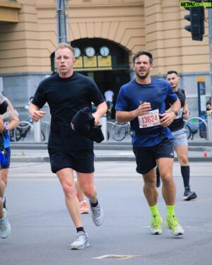 Matt Wilson Instagram - From 5km - 42km in 10weeks and finished in 3hrs 40min. 
The longest distance I ran during training was 20km. 
Couldn’t be prouder of myself right now! The runners high is real.
I started cramping at around 29km and it hit the hurt locker soon after that. Seeing so many people push themselves to the limit (some beyond) was powerful. Definitely not the last marathon I’m entering!

Thank you to @jessicaleewilson1 for pushing me to run even when the kids were running wild. It would have been impossible without you. 
@lonsdale.build for bringing me back to life with 6km to go! Legend! 
@_iron_ryan_ the world championship iron man competitor who wrote me a SOS running plan that kept me injury free. 
And @newbalance for sponsoring my run with the best kicks for my mission. 

#wooooooooooo @melbmara