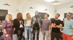 Matthew Bellamy Instagram - Just had the privilege of meeting the most advanced AI robot in the world - in Cornwall.  Thanks to Morgan and Jenn at @engineered_arts for having us.
