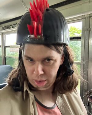 Matthew Cardarople Instagram - I took some selfies in character as Ansel in @rezdogsfx during B-roll shots of us driving in the bus here are some of those 🤪 with @deveryjacobs and @paulinaalexisofficial 🤣😂