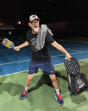 Matthew Lillard Instagram - It was my birthday last week… I’m getting very old. My brother @brandensteineckert sent me an early Bday gift from his pickleball company @ghostpickleball. I just started playing but my radical gear made me very intimidating on the court.  If you’re old, or radical and want to intimidate your rivals… check out Ghost Pickleball. Tell a friend. @trentonprfm @hoka