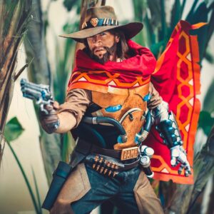 Matthew Mercer Instagram - “You seem familiar... ain’t I killed you before?” Got some of my McCree photos back, and I’m PRETTY damn happy with how they turned out!

Costume made by the amazing @somersetsews & @thedangerousladies, and a little myself.

Photos by @martinwongphoto (Thank you, @jessicanigri for being my sherpa on the day!)