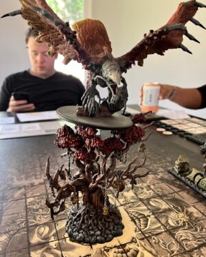 Matthew Mercer Instagram - First time trying to balance the Phoenix on the newly-painted Lonely Tree mini for #KingdomDeath, and after the minor panic-attack passed… it seemed to hold pretty well!