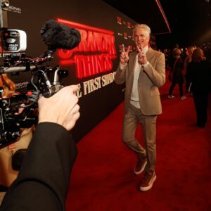 Matthew Modine Instagram - Yeah! Peace baby! What an amazing play! #strangerthingsthefirstshadow #strangerthings #drbrenner #papa #drmartinbrenner thank you #dior @sydneyfinch1 @sfpofficial #homerun