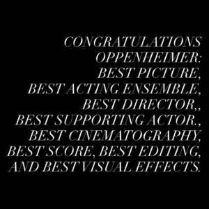 Matthew Modine Instagram - Congratulations #oppenheimermovie Best Picture, Best Acting Ensemble, Best Director for Christopher Nolan, Best Supporting Actor for Robert Downey Jr., Best Cinematography, Best Score, Best Editing, and Best Visual Effects.  #criticschoiceawards #oppenheimer #robertdowneyjr #christophernolan #oppenhomies