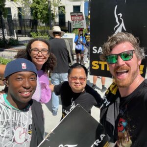 Matthew Moy Instagram - Picketing at Netflix with some New Warriors fam! @jeremytardy @katecomer @derektheler