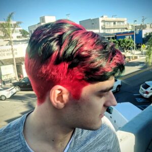 Matthew Patrick Instagram - Along the way, it definitely looked like I murdered something on my head, but in the end you guys made a great choice on my new hairdo. As a reminder, my new red-and-green holiday dye job was  the prize/punishment for reaching $150,000 in our charity livestream for @bbrfoundation. Thank you guys so much for donating-- tell me what you think!

#hairstyles #mentalhealth #redandgreen hair by -->> @meganjewells