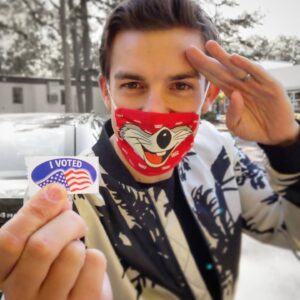 Matthew Patrick Instagram - These are your last hours to let your voice be heard. Make them count. VOTE!

And yes, I wore my Chuck E. Cheese mask to the polling station today. On such a serious day, it gave the people working a good laugh, which was nice 😆
#vote #vote2020 #election