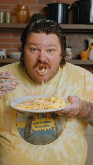 Matty Matheson Instagram - CARBONARA PASTA WITH OMURETSU IS A LESSON IN LEARNING AND TRYING AGAIN AND AGAIN AND AGAIN AND IF YOU FAIL IT’S OKAY BECAUSE YOU TRIED AND THE WORLD KEEPS SPINNING AND YOU STILL END UP WITH A BEAUTIFUL LOVELY PLATE OF PASTA AND EGGS! WATCH ME TRY MY BEST ON THIS EPISODE OF COOKIN’ SOMETHIN’ OUT NOW ON MY YOUTUBE!!!!