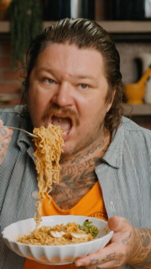 Matty Matheson Instagram - PEANUT BUTTER INSTANT NOODLES STRAIGHT TO THE DOME MAKE THIS IN 3 SECONDS MICROWAVE OR STOVETOP IT’S THE BEST MEAL OF YOUR LIFE AFTER A BIG NIGHT OUT MAKE IT WITH ME ON THIS EPISODE OF COOKIN’ SOMETHIN’ OUT NOW ON YOUTUBE