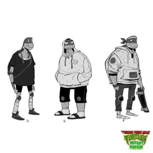 Maxime Mary Instagram - Some early design , maybe my favorite pass. @yashar.cc asked me to give up my traditional sense of design and embrace a wobbly line and weird proportions. I really like the result, it was surprising and it helped define to the new look. 

#tmnt #mutantmayhem #teenagemutantninjaturtles #characterdesign