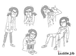 Maxime Mary Instagram - Some of the character posing I did for @insidejob at the beginning of the project, when we were exploring the identites of the characters. I had to help finding how the character would move and act. 
Really interesting work, because I had to draw differently (more realistic than dynamic and cartoony poses). 
Thanks to @jeffrey_m_thompson the art director, who gave me the opportunity to work on this show.
Here is Reagan, more to come soon

#insidejob #netflix #characterdesign #animation