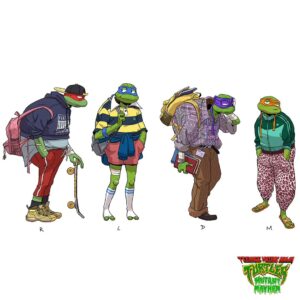 Maxime Mary Instagram - Bonus! As you seem to like the silly outfits, here is a new pass on the turtles. The idea was simple : they don't know how to properly choose and wear their clothes, so it was funny  to imagine how far they can go, while keeping their identity. A very fun pass 🙂

#teenagemutantninjaturtles #tmnt #mutantmayhem #characterdesign