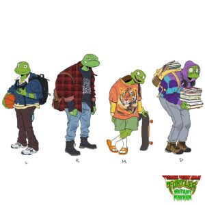 Maxime Mary Instagram - Bonus! As you seem to like the silly outfits, here is a new pass on the turtles. The idea was simple : they don't know how to properly choose and wear their clothes, so it was funny  to imagine how far they can go, while keeping their identity. A very fun pass 🙂

#teenagemutantninjaturtles #tmnt #mutantmayhem #characterdesign