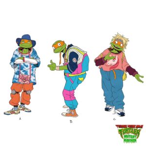 Maxime Mary Instagram - Bonus! As you seem to like the silly outfits, here is a new pass on the turtles. The idea was simple : they don't know how to properly choose and wear their clothes, so it was funny  to imagine how far they can go, while keeping their identity. A very fun pass 🙂

#teenagemutantninjaturtles #tmnt #mutantmayhem #characterdesign