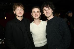 Maxwell Jenkins Instagram - Arcadian X NYC ❤️. So grateful to see friends and family from across so many chapters of my life. It was an absolute blast and I am so grateful this screening brought so many people I admire, love, and respect into one room. Thank you @rljefilms for such a fun night! 
Arcadian is out in Theaters THIS FRIDAY! Please check it out! 🪳 

A special shout out to the incredible humans at @ragandbone for the style🤎🤍. 

#arcadian #rjlefilms #shudder