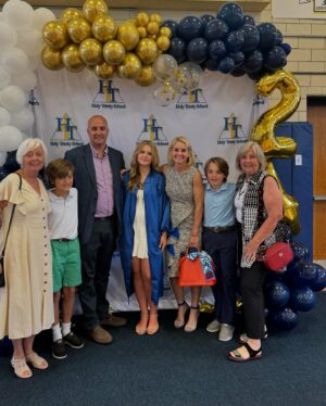 Meaghan B. Murphy Instagram - My daughter graduated 8th grade 🎓and it’s taken me all weekend to put my big(!) emotions into words. Yup, I cried (a lot) 😭 during the mass and ceremony.

Here’s why I was a puddle:

😇 I tucked my late Pop’s and my Nana’s hankies in my bag. I wanted them to “be there” with us for this milestone moment. That triggered all the feels from the first hymn. Also, why does children singing in church always wreck me?

🏫 Middle school is hard—then throw in a pandemic. Slideshow photos of students in masks, 😷 were an emotional reminder of how far we’ve all come in 4 years. 🙏🏼

💪🏽Being a Mom is my most important job. Knowing that I only have 4 more in-the-house years to get it right fills me with equal parts relief and sadness. 

🧡 But mostly, I’m just so proud. We love you, Charley!

Thank you @htsnj and the amazing staff for 4 incredible years. Let’s go @oakknollshc ⚡️

#graduation #graduate #highschooler #graduationceremony #mommoments #schooldays