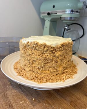 Megan Taylor Instagram - It’s my birthday 🎈 and I made a Russian honey cake 🎂
I love nothing more than trying out a new style of baking and I chose mine and mums birthday to make a totally random cake (random to me but not online-there are millions of recipes around). It’s basically a stack of biscuits. I used nine biscuits. Then a cream, sour cream, honey, vanilla icing. I added the zest of lemon and lime to the icing which made it much nicer for me as someone that doesn’t really love cream.
Swipe through the carousel to see the making of it xx
•
•
•
It’s my birthday and I made a cake 😆 
#baking #russianhoneycake #bakeoff #britishbakeoff #birthday #itsmybirthday