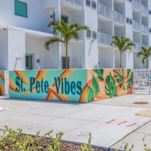 Melanie Posner Instagram - I had a client tell me I don’t post enough of my artwork, so this is me making him proud 💁🏻‍♀️ 
Here are some progress, scale, and detail pictures of my massive project I had the pleasure of creating for @staymint ❤️
.
.
.
.
.
.
#stpetemurals #womenwhopaint #muralartist #muralart #hotelart #stpeteartist #femalepainter
