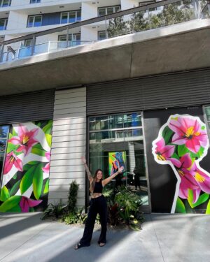 Melanie Posner Instagram - Words can’t describe how much I love this mural of mine 💓 Forever blessed I get to leave pieces of my heart for others to experience and enjoy all over. She was painted with @artinsessionnow for @west.edge mural festival. My first murals to hit LA 🥹🥹🥹🥹🥹🥹 
.
.
.
.
#losangelesmurals #lamurals #womenwhopaint #floralart #feminineenergy #feminineart
