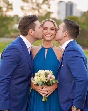 Melina Vidler Instagram - Just love this dress… and my brothers 💃🏼👨‍👨‍👧
.
.
.
#wedding #thevidlers #bridesmaid