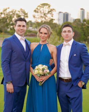 Melina Vidler Instagram - Just love this dress… and my brothers 💃🏼👨‍👨‍👧
.
.
.
#wedding #thevidlers #bridesmaid