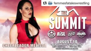 Melissa Anderson Instagram - #Repost @femmesfataleswrestling with @get_repost
・・・
#TheSummit | Cheerleader Melissa will be in action in Toronto on August 10!

@realfuturelegend is the latest addition to The Summit's card! Get your tickets now! 🔥 The Summit is a women's wrestling special event brought to you by Shimmer Women Athletes, Femmes Fatales, RISE - Developing Tomorrow's Women Athletes and Smash Wrestling
➡️ Event Info : The Summit (Women's Pro Wrestling)
🎟 Tickets : http://ticketscene.ca/smash ⭐ Already announced ⭐

Shimmer Championship Match
Nicole Savoy (c) Vs Nicole Matthews

Femmes Fatales Championship Match
Mercedes Martinez (c) vs Jordynne Grace

Phoenix of Rise Championship Match
Zoe Lucas (c) Vs Aerial Monroe

First Ever Smash Wrestling Women's Champion
KC Spinelli Vs Rosemary ➡️   Shotzi Blackheart, Priscilla Kelly, LuFisto, Allysin Kay, Cheerleader Melissa