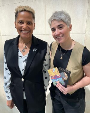 Melissa Navia Instagram - Starship pilot vest game strong. 🚀 I met so many unbelievable, inspiring, determined, and passionate people at the annual @exploremars Humans to Mars Summit in Washington, DC, but meeting Dr. Sian “Leo” Proctor, a real-life starship pilot, still has me beaming. I gave her a #Mortegas pin, courtesy of @openpike, and she gave me some of her (literally) out-of-this-world artwork. An astronaut, explorer, geoscientist, professor, and space artist, Dr. Proctor was also the mission pilot for SpaceX Inspiration4, the first all-civilian orbital mission. She showed me pictures she took of the Earth at night from space and I showed her…pictures I took of the clouds on my flight from NYC to DC. 😂 So much still to process about what I learned at the #HumansToMars conference, about what is possible, what is already underway, and what is going to take us all working together to finally make happen, but my main takeaway can be summed up by Dr. Proctor’s words: “When we solve for space, we solve for Earth.” Space travel is more than *just* space travel. It’s our future. 🖖 #LLAP