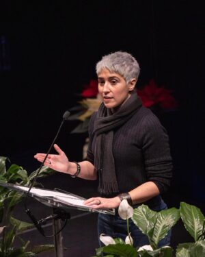 Melissa Navia Instagram - Honored to have been invited to speak and to share a poem at the @IrishArtsCenter’s 13th Annual PoetryFest this past weekend. A series of events and a serendipitous encounter in Canada (thanks to Star Trek and Irish dancing) led me right back to Brian’s old neighborhood of Hell’s Kitchen in NYC, our friends at @ardesiawinebar, and a splendid opening night of favorite poems presented by poets & guests alike in the gorgeous space that is the Irish Arts Center. 

I spoke about Brian and read “The Winding Banks of Erne” by William Allingham, a poem inspired by Ballyshannon, Co. Donegal - Brian’s hometown - written by a poet known as the bard of #Ballyshannon. I will be making my way there for a third time this year and still have not been able to put on paper any words that would do the landscape and the people proper justice. So I defer for now to Mr. Allingham and can only hope that one day I might find my way to being able to write something of value about a part of this world that holds a piece of my heart.

Also, note the silver hair. Brian was always telling me how much silver hair suited me and encouraged me to rock it. Much like he championed my Ortegas haircut. So for this December, I’ve gone silver. And who knows…maybe for a good bit longer. 
#ForBrian #WithBrian

📸: @rebeccasmeyne for the @irishartscenter