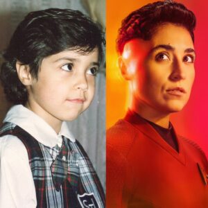 Melissa Navia Instagram - Big eyes, short hair, and an affinity for uniforms. Ortegas in the making. 🚀

2 more days! 06.15.23

#StarTrek #StrangeNewWorlds #GirlWithShortHair @gwshorthair