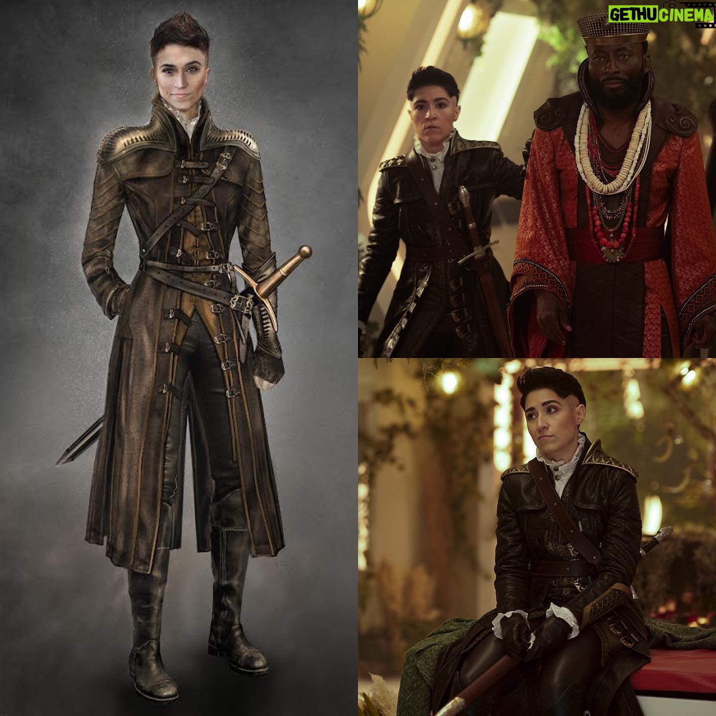 Melissa Navia - 3.3K Likes - I remember the first time I saw the drawing of Sir Adya. Long before I got a script. It was me in rogue knight’s leather regalia. It was Aragorn and Indiana Jones and…me. I had no words. It was the character I had always wanted to play on a big screen standing right in front of me, albeit on paper, waiting for me to bring it to life. It was so perfectly me & yet also Star Trek & somehow also Lord of the Rings. A poster of Aragorn still hangs in my teenage bedroom in my parents’ home, and here I was a whole country away looking at me looking like him, sword & all. So I would be what…sword fighting? In space? As SIR Adya? And no one wanted to have a conversation about how any of that made sense? Because it made all the sense to me, but I’ve spent so much of my life explaining how “yes, I do make sense!” that the absolute ease of this felt unreal. Brian and I joked that the producers & writers must’ve had me followed. How else could this be? The role I worked my whole career for was turning out to be all the roles I had waited my life for (just wait ‘til you see what’s to come), all to be played out on the stage that is the USS Enterprise. 🥹⚔️🖖
Costume Designer: @berncroft
Illustrator: @costumeillustration
Writers: @onitrajohnson & @akelacooper
💫: @alonsomyers, @ajgoldsman1629, @widgetfactoryco & @billwearsties
#StrangeNewWorlds #StarTrekSNW @startrekonpplus @startrek @paramountplus