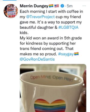 Merrin Dungey Instagram - What’s happening in our country is devastating. Today that don’t say gay bullshit takes effect in the vomit vortex that is Florida. 
I will say it and wrap myself in rainbows and love my gay kid and all her friends and my gay husbands and I will fight these motherfuckers because they don’t believe in LOVE. 
🏳️‍🌈🏳️‍⚧️🏳️‍🌈🏳️‍⚧️🏳️‍🌈🏳️‍⚧️🏳️‍🌈🏳️‍⚧️🏳️‍🌈🏳️‍⚧️