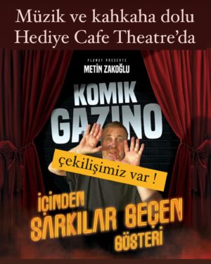 Metin Zakoğlu Instagram - Metin Zakoğlu’nun KOMİK GAZİNO gösterisine çift kişilik 20 davetiye hediye. 

*çekilişe katılman için yapman gerekenler; 

* @cafetheatreistmarina ve @metinzakoglu hesaplarını takip et ve bu postu kaydet.

*yorumlara dilediğin kadar arkadaşını etiketle 

-Çekiliş hakkını kazanan seyircilerden kişi başı 1000 ve 500 tl olan bilet ücreti alınmaz 

-Bu çekiliş sadece 12-13 Temmuz Cuma ve Cumartesi günü gerçekleşecek KOMİK GAZİNO için geçerlidir.

-Şov saati 21:00’de başlar bu nedenle saatinden biraz önce gelinmesi rica olunur.

-Şova giriş için  16 yaş ve üstü olunması şarttır.

-Hediye hakları devredilemez.

-Çekiliş sonucu 11 Temmuz Perşembe akşam saat 18’de açıklanacaktır.
