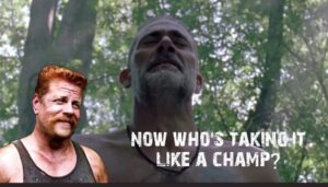 Michael Cudlitz Instagram - ......... I do not know who made this but it’s genius 😎 #twdfamily #abrahamsarmy #negan 👊👊 ......(meme credit unknown at time of posting). #SuckMyNuts !!!