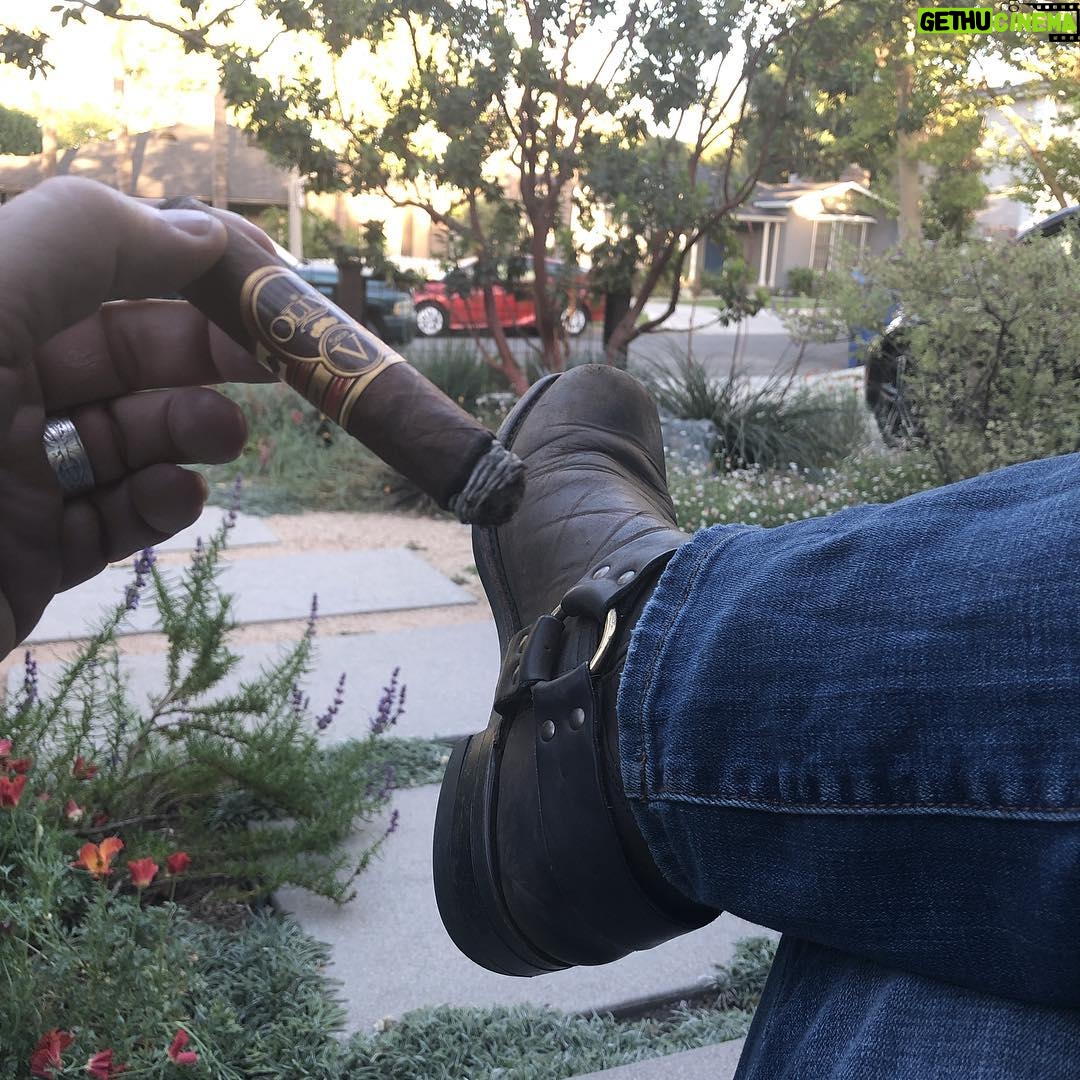 Michael Cudlitz - 25.5K Likes - Chillin’ on my porch. First moment I’ve had in a very very long time. #grateful #solitude #cigars #whiskey #oliva 👊👊👊