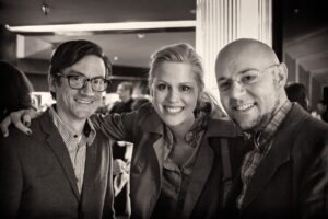 Michael Dante DiMartino Instagram - With Legend of Korra about to premiere on Netflix in the U.S. tomorrow, a #tbt to the premiere party for Korra back in April, 2012 with @bryankonietzko @thejvclub (voice of Korra, Janet Varney) and me. Hope you all enjoy rewatching or seeing the show for the first time. 
🌊⛰🔥🌪
.
.
.
.
.
.
.
#avatar #avatarthelastairbender #michaeldantedimartino #legendofKorra #avataraang #avatarkorra #avatarfandom #fantasytvseries #korrasami #korra #janetvarney
