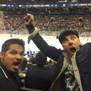 Michael Peña Instagram - At the Maple Leafs game in Toronto. @chipsmovie #ChipHappens @daxshepard