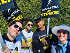 Michael Rosenbaum Instagram - Great day striking with my pals @davebautista @kumailn and Ash. @sagaftra #sagaftrastrong #sagaftra