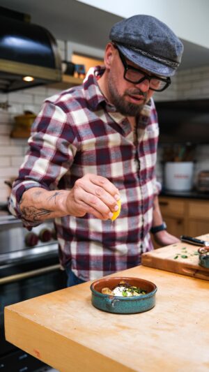 Michael Symon Instagram - This week on the season finale of #24in24 we talk about how to take dishes to the next level.. that’s exactly what I did here with this simple spring dish. 

Tune in tomorrow to see how our chefs do in the final shifts of the competition.

SUNDAY 8|7c > @foodnetwork @streamonmax 

Ramps and Ricotta

Serves 2

1 small bunch of ramps
½ c of peeled fava beans
1/2c day old brioche, cubed
2 tbl butter
2 tbl EVOO
½ c ricotta
1 lemon
1 tbl each chopped mint, dill, parsley
Salt and Urfa pepper to taste
 
Saute the brioche, over medium heat, in 11 /2 tbl butter until beginning to brown. Add chopped ramps to the pan.
Remove the bread when toasted on all sides. Add the fava beans to the saute with 2 tbl EVOO, and all the herbs. Saute lightly for 1-2 minutes.
Place ½ c of ricotta in a bowl, top with brioche croutons, and saute of ramps, favas, herbs.
Finish with a squeeze of lemon, EVOO, salt, and pepper. Enjoy.
