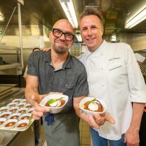 Michael Symon Instagram - we’re still not over that last night dinner by @chefsymon & @chefmarcmurphy on #chefsmakingwaves! 🤌🏽

we enjoyed: 

🍤 little gem shrimp wedge salad

🍝 cavatelli pomodoro

🐟 choice of salmon or roasted pork

🍮 butterscotch budino

we truly couldn’t think of a better way to close our incredible inaugural sailing together! if you missed out, join the pre-sale for 2025 at chefsmakingwaves.com 🌊

📸 : @spectaclephoto & @tammyvega_