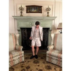 Michael Urie Instagram - Last night was the wedding of @costumehaus and her dearest @matty_garrett - it was beautiful and perfect, hilarious and moving. 

This fireplace asked for a photo with me and I obliged. 

Styled by @mikeystyles 
Suit by @ateliercillian 
Shoe by @jb_rautureau 

@shakespeareclubvillaweddings