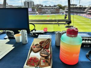 Michael Vaughan Instagram - Just another delightful day at @homeofcricket .. Love a ginger biscuit .. @bbccricket .. #Lords