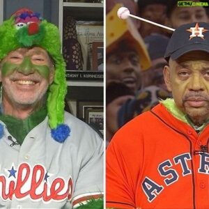 Michael Wilbon Instagram - Happy Halloween from the Phillie Phanatic and Orbit! 💚🎃