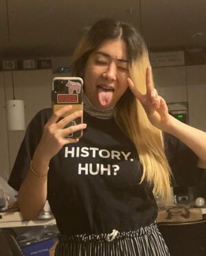 Michelle Grondine Instagram - “history, huh? i think we can ✨make some✨” // photo dump of things that brought me the most joy this past weekend // (1) wore my good luck charm, took a nap, woke up to the good news, and HAD A SURPRISE PACKAGE FROM @macmillanusa containing an ARC for ONE LAST STOP by @casey.mcquiston ≪out 06•01•2021≫ and i legit cried {there is video evidence of this oop} (2) a proper pose—how pretty is she? (3) look how pretty with my bookshelves ♡´･ᴗ･`♡, (4) also got these adorable little @genuinefred sprout bookmarks after seeing a tiktok about them, (5-6) 🌱sprout bookmark🌱 in action, (7) i found out i had actually won the arc for one last stop through a @goodreads giveaway (i know! i was so shocked!), (8) the goodreads description for one last stop, (9) me—celebrating biden crossing the 270  in my HISTORY, HUH? shirt channeling ACD, (10) bringing me 💫the most💫 ~serotonin~ rn 🥺🥺🥺🥺🥺🥺🥺🥺🥺🥺🥺🥺🥺🥺🥺🥺🥺🥺🥺🥺🥺🥺🥺🥺 // {the end}.