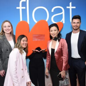 Michelle Krusiec Instagram - Robbie Amell knows how to find the lens! Where am I looking-?? Fun night hosted by @lionsgate celebrating the upcoming release of FLOAT. The beloved @wattpad story comes to the big screen in select theaters and on digital/demand February 9. Great to reunite with this great group of people! Congratulations @sherrenlee for her feature film debut.      A delight to finally meet @katethegiraffe who wrote the original story when she was a teenager. 🙏🙏🙏 @collectivepicturesofficial for pushing female filmmakers like Sherren and  @andrea.bang as leading lady! 💪🏾💪🏾💪🏾 

Stylist @michellewustyle 
Black dress: @LoveNookie
Blazer: @rccaylanatelierofficial
Floral Chocker: @uncuffedleather
Hair: @pavyartist