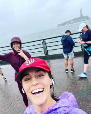 Mickey Sumner Instagram - Newport half marathon @nycruns !!
so wet, so windy, so fun
Thank u @spclifford for pushing me & being the best running partner !!! 
We are training for NY Marathon in November- running for Down Syndrome research @lumindidsc. Link to sponsor our run in my bio! ❤️ 🏃‍♀️ 👟 ❤️ #lumindrdsrunners